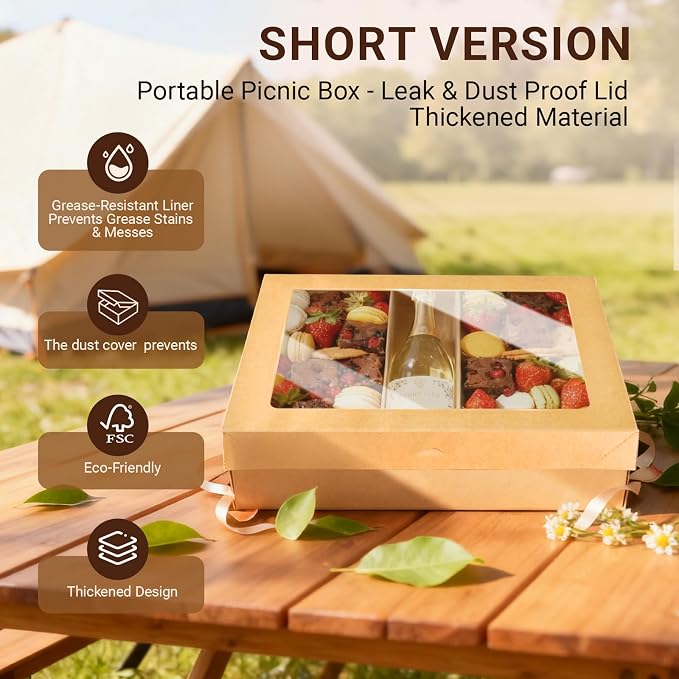 Extra Large Disposable Serving Pastry Box Cardboard 5PK, Strong Platter Box w/ Lid for 8-10 People To Go, Stably Filled Catering Charcuterie Board for Picnic Party Take Out (17.5"x13.5"x3.5"H)