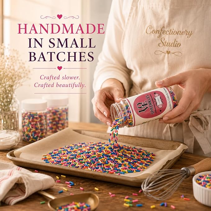 Confect Color Splash Rainbow Sprinkles – Custom Blend Multicolor Jimmies – Edible Toppings for Cake, Cupcake & Dessert Decorating –Vegan, Gluten-Free, Nut-Free, Soy-Free, Dairy-Free, Palm Oil-Free – 4.2 Oz