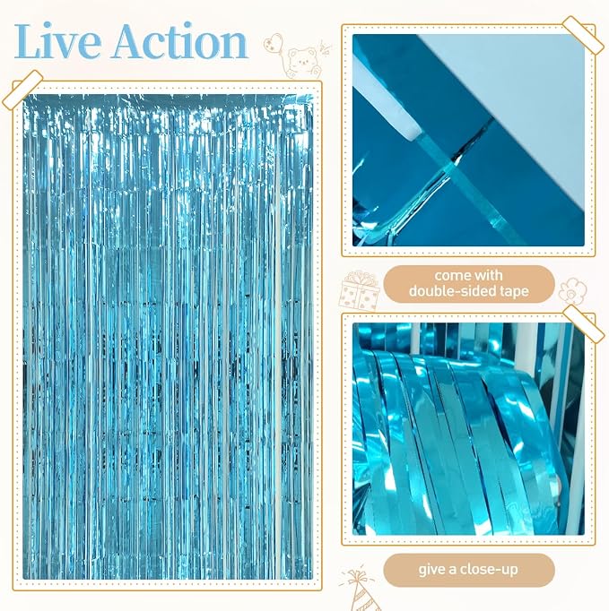 157Pcs Light Blue Cream Sand White Balloons with Pastel Blue Fringe Curtain for Baby Shower Gender Reveal Wedding Teddy Bear Birthday Party Decorations