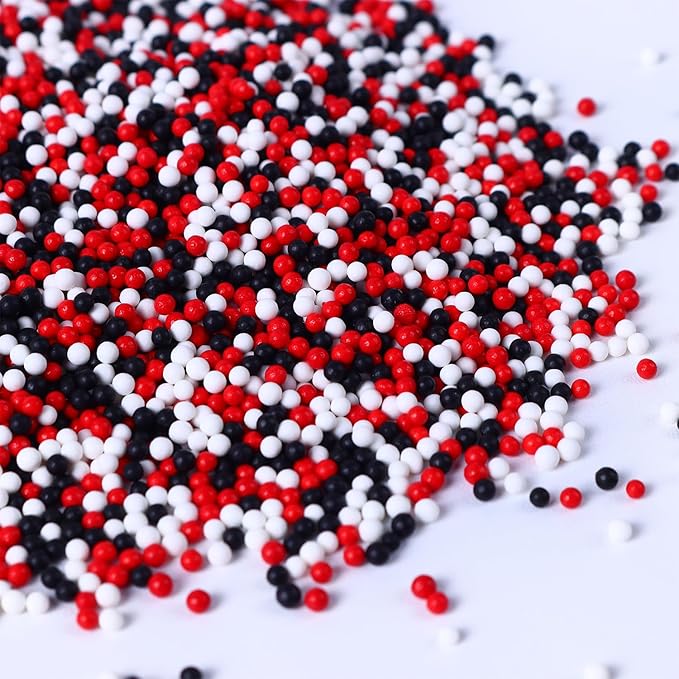 Edible Red and Black White Sprinkles, Nonpareil Sprinkles for Cake Decorating, Edible 2 mm Nonpareil for Cupcakes, Cookies, Ice Cream, and Candy(120g/4.23oz)