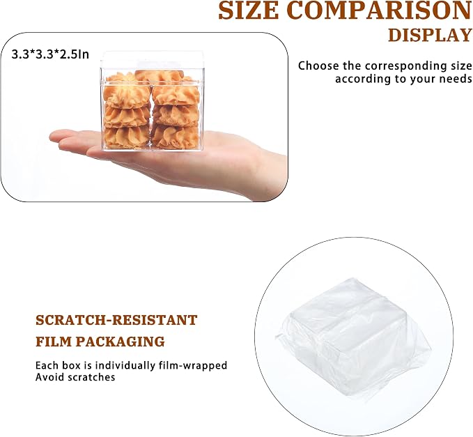 20 Pack 12OZ Square Clear Plastic Dessert Cups with Lids and Stickers Disposable Parfait Cups with lids,Tiramisu container with lid,Cupcake,Parfait,Pudding,Iced Cold Drinks,Snacks,Fruits