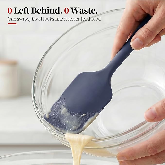 600ºF Heat Resistant Silicone Spatula Spoonula Set of 4, Blue | High Heat Food Safe Kitchen Use Scraper for Cooking Baking Mixing Scraping Stirring Cake Nonstick Cookware Pan Bowl