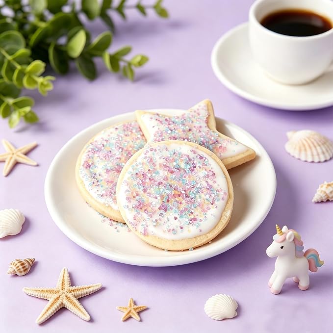 Unicorn Sprinkles Pastel Sanding Sugar for Baking, 6.35oz/180g Edible Sparkling Crystals Sugar Sprinkles for Cakes Cupcakes Cookies Ice Cream