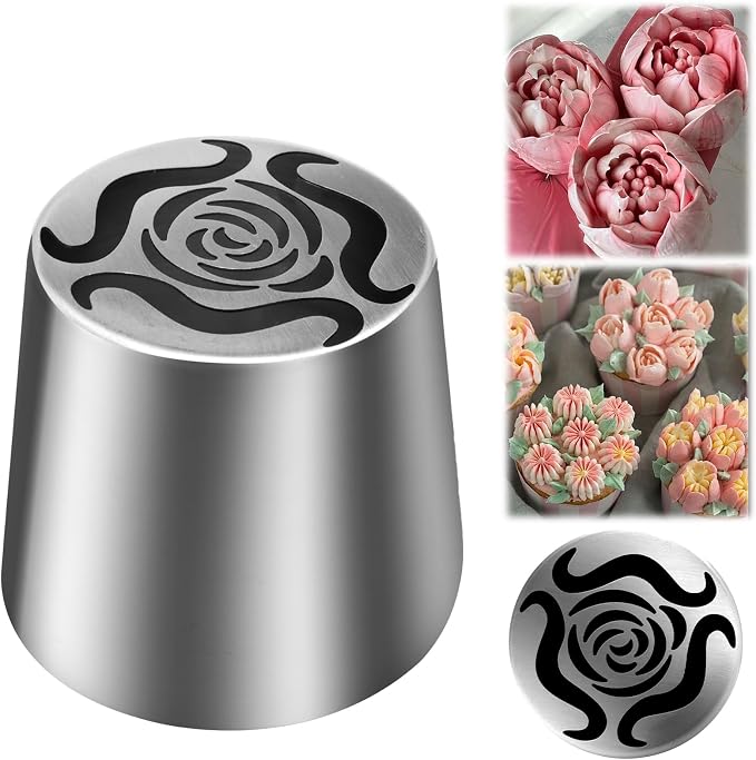 Jiozermi Extra Large Russian Piping Tip, Stainless Steel Flower Frosting Tip Icing Nozzle Floral Icing Nozzle for Birthday Cake Cupcake Decorating Frosting, Cream Baking Cookie DIY, SL56