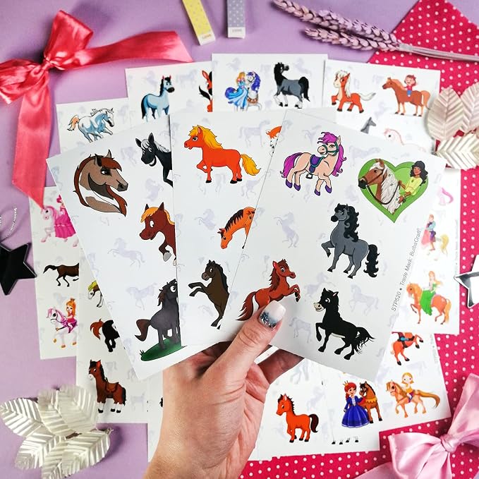 BulbaCraft 100Pcs Horse Stickers, Vinyl Horse Decals for Girls, Pony Party Supplies, Gifts for Women & Men