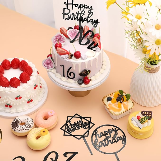 Teenyyou 68 Pcs Acrylic Alphabet Number Cake Topper 0-9 Number and A-z Letters Personalized Cake Picks Decor DIY Name Cupcake Toppers Graduation Wedding Baby Shower Party(Black)