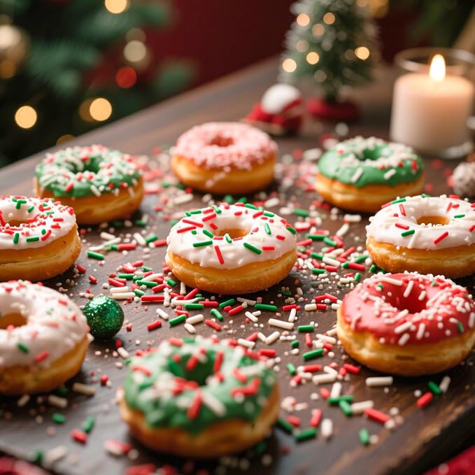 Twisweet Christmas Sprinkles, Edible Red Green White Sprinkles for Cake Decorating, Christmas Jimmies Sugar Sprinkle, Confetti Baking Candy Mix, Cake Topper Ice Cream Cupcake Cookie Toppings Dessert Decorations, Xmas Party Supplies (130g/4.58oz)