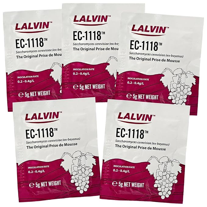 5x Lalvin EC-1118 Champagne Yeast 5g Sachet