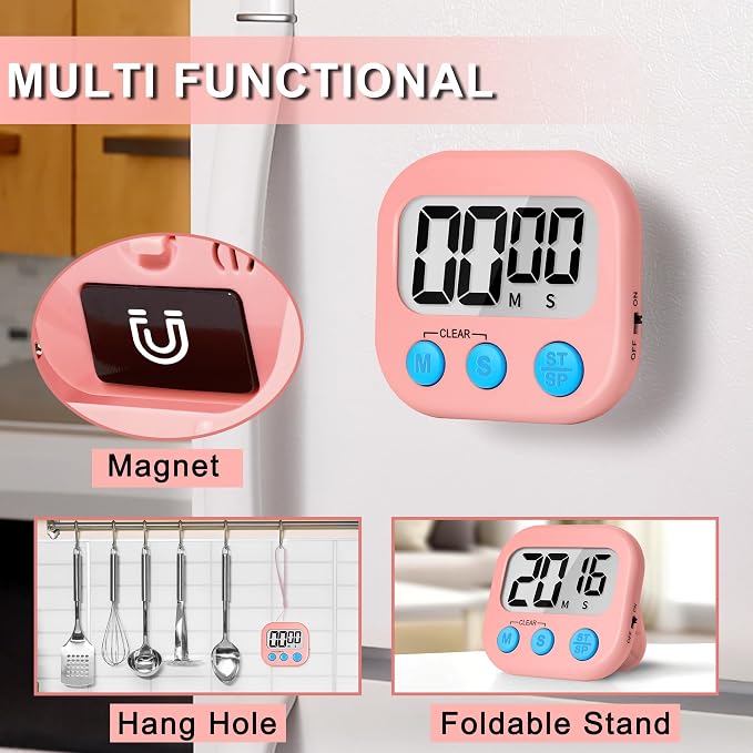 ZILLEEN Classroom Timer for Kids Teachers 2 Pack Digital Timers, White & Pink