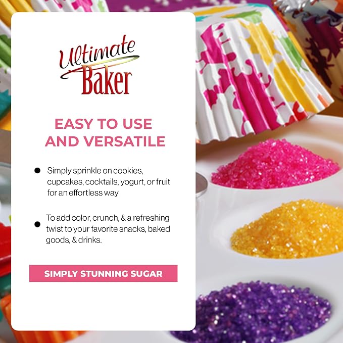 Ultimate Baker Flavored Sanding Sugar (1x4oz) - Burst of Flavor & Color for Cakes, Cookies & More, All-Natural, Perfect for Baking & Decorating or as a Flavored Coffee Sugar (Watermelon)