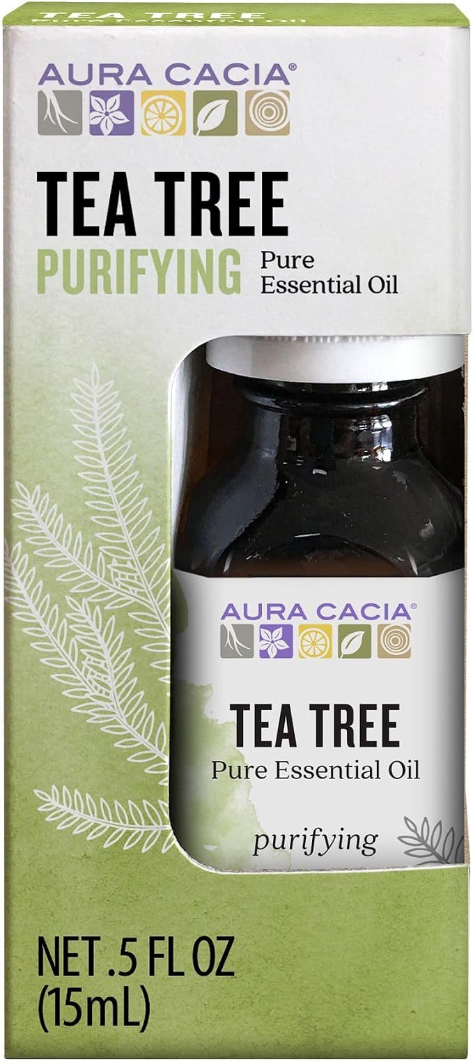 Aura Cacia 100% Pure Tea Tree Essential Oil, 100% Pure Therapeutic Grade, 15 ml in Box, Melaleuca alternifolia