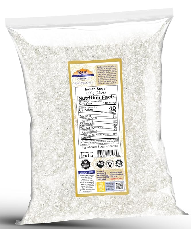 Rani Indian Sugar (Cheeni) 28oz (800g) ~ All Natural | Gluten Friendly | No Colors | Kosher | Vegan | Indian Origin