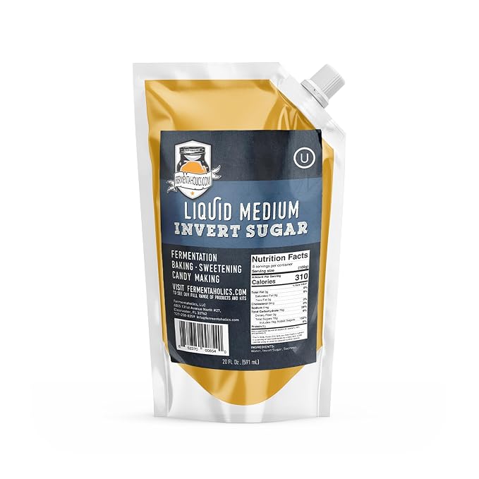 Fermentaholics Liquid Invert Sugar Syrup - Great For Fermentation, Baking, Sweetening, Candy Making, Ice Cream - 20 fl oz - Ferment Hard Seltzer - Inverted Sugar Syrup Resealable Easy Pour Spout (1)