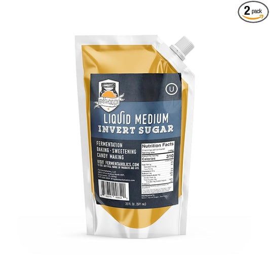 Fermentaholics Liquid Invert Sugar Syrup - 2 Pack - Great For Fermentation, Baking, Sweetening, Candy Making, Ice Cream - 20 fl oz - Ferment Hard Seltzer - Inverted Sugar Syrup Resealable Easy Pour Spout