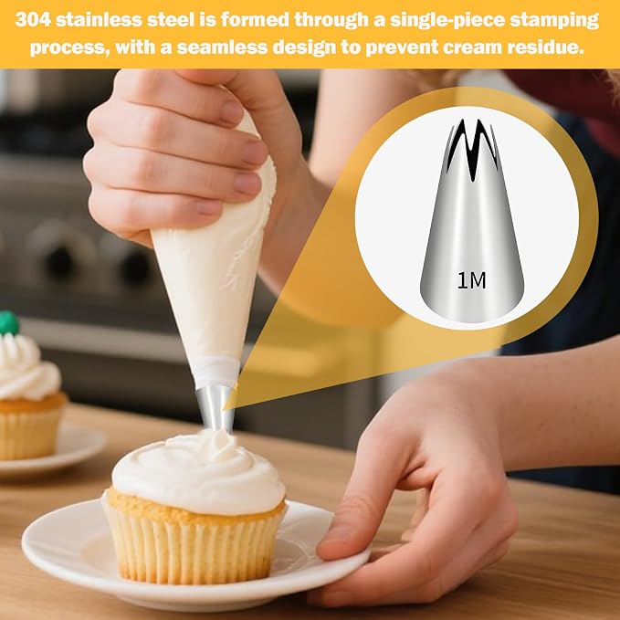 5 Pcs 1m Piping Tip,Piping Tips,Piping Bags And Tips Set,Icing Tips,Frosting Tips,Piping Tips Set,Piping Tip,Cake Decorating Tips,For Cookie And Cake Decorating, Diy Cream.