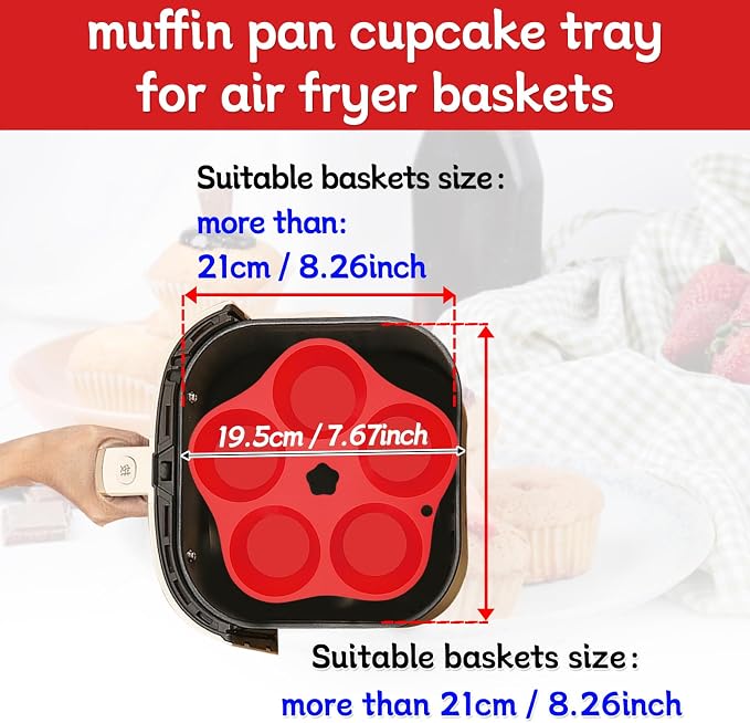 2pcs Air Fryer Muffin Pan Round Egg Bite Silicone Mold for Oven Bakin,1pcs Muffin Tins Cups Cake Tray for Air Fryer Liners Basket Instant Pot Accessories Baking Muffin Pancake