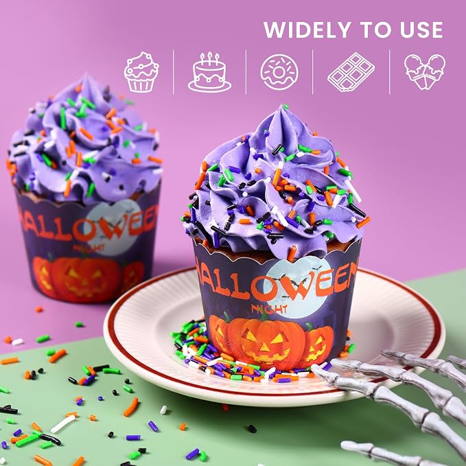 Halloween Sprinkles for Cake Decorating, Edible Halloween Jimmies Sprinkles for Cupcake Toppers Baking Cookie Ice Cream Dount Chocolate, 3.52oz