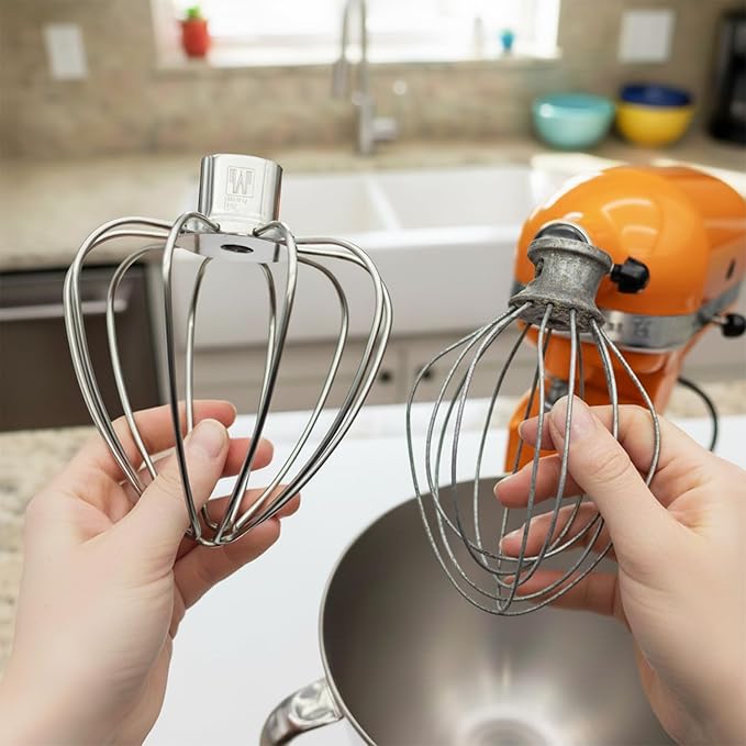 Wire Whisk Stainless Steel Replacement for KitchenAid 4.5-5 Qt. Tilt-Head Stand Mixer for Egg Heavy Cream Beater Stirrer, Flour Cake Balloon