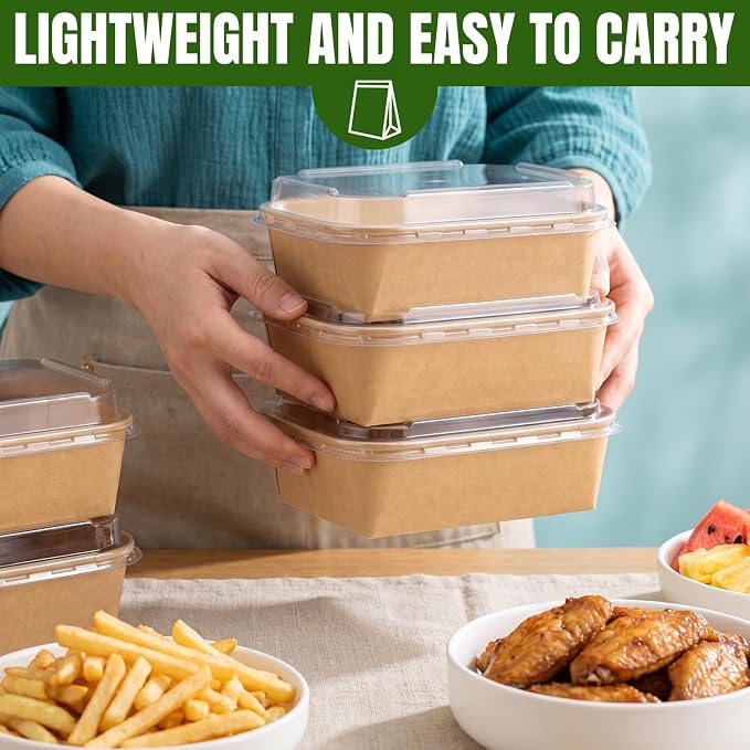 30 Pack 45oz Large Charcuterie Boxes with Clear Lids, To Go Paper Large Charcuterie Box with Lid, 7.8 x 6 x 3in Disposable Bakery Take Out Containers for Desserts, Cookie, Charcuterie, Snack and Fruit