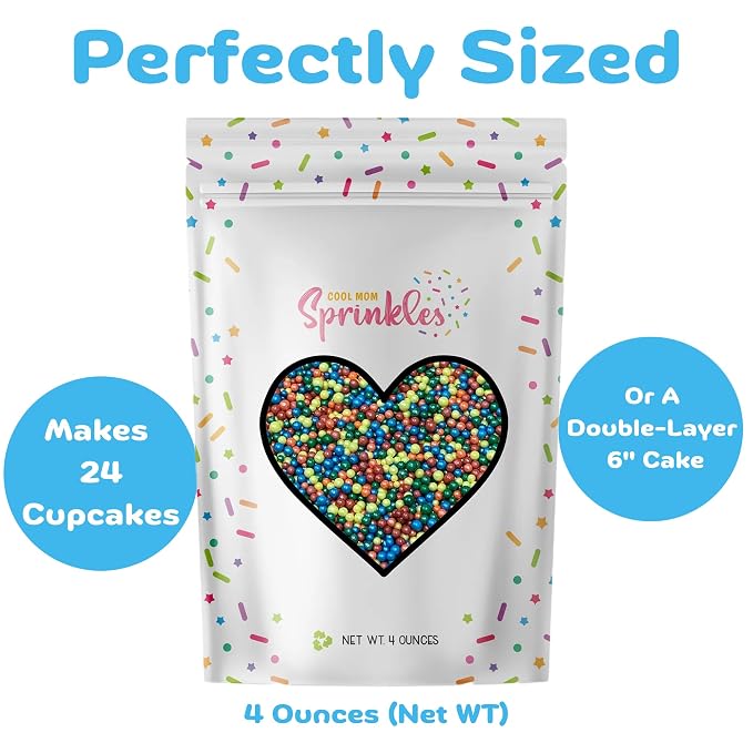 COOL MOM SPRINKLES Primary Color Nonpareils Sprinkles (4 oz.) – Themed Birthday Sprinkles for Decorating Cakes, Cupcakes, Cookies & Desserts – Mixed in the USA/Gluten-Free (Primary Color Nonpareils)