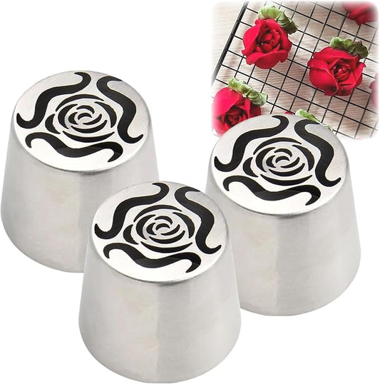 Extra Large Russian Piping Tips, Russian Piping Nozzles PipingTips Set, Tulip PipingTip, Boquillas Rusas Para Reposteria, RussianTips for Cake Decorating (3pcs)