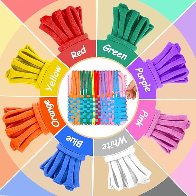 Weaving Loops for Potholder Loom, 12 Vibrant Colors Nylon Refill Kit, DIY Craft Gift Set for Girls and Boys, Compatible with 7 and 10 Inch Weaving Looms
