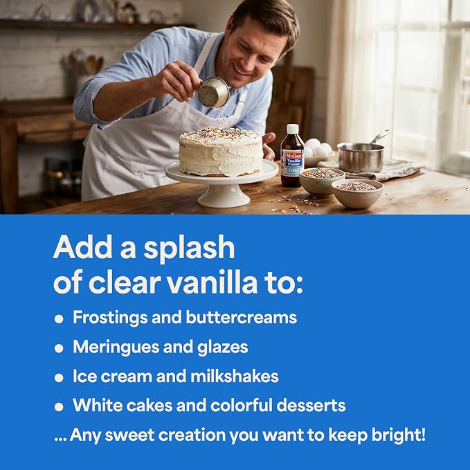 Vanilla Molina - Mexican Clear Vanilla Flavor with Pure Vanilla Extract - 2 Pack (8.3 Fl Oz Bottles) - Natural Flavoring for Frosting, Icing and Cakes Without Color Change
