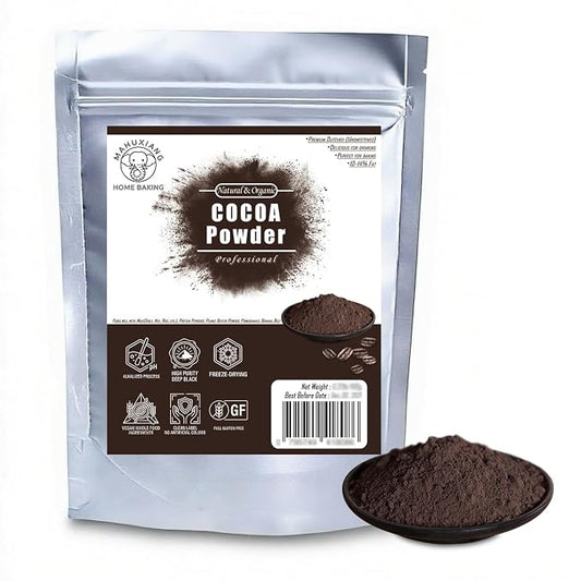 MAHUXIANG Dutch-Processed Organic Cocoa Powder, Rich Black for Baking, Drinks, Dark Hot Chocolate, Ice Cream, Brownies, Frosting, 10-14% Fat Content (35.2oz/2.2LB/1000g)