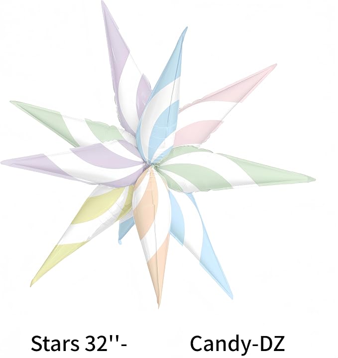 32 Inch Macaron Candy Star Balloons-6 Pastel Colors Swirl Foil Balloons for Spring Easter, Candyland Birthday, Summer Party, Christmas, Sweet Rainbow Party Decorations (Macaron 3 Pcs)
