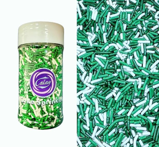 Sentovac Edible St Patrick's Day Green and White Mixing Jimmies Sprinkles for Cake Decorating Baking | Cupcake Toppers Cake Decorations| Celebrations Shower Party Supplies 78g/2.75oz