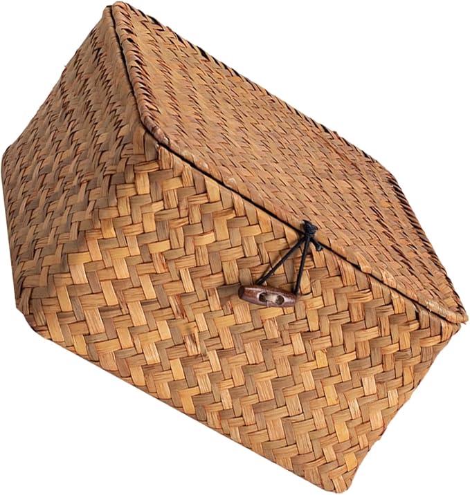Covered Handcrafted Rattan Storage Basket User Friendly Materials for Neat Organization in Various Rooms User Friendly Organizers