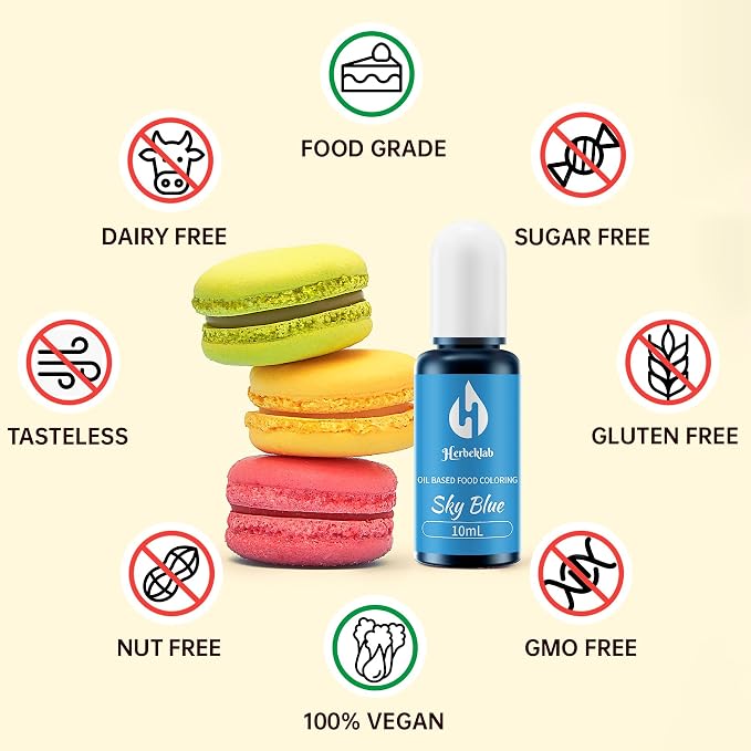 Oil Based Food Coloring for Chocolate Herbeklab 12 Colors x 10 ml Concentrated Oil Food Dye for Melting Chocolate, Candy Melts, Cake Pops, Strawberries - 12 mill
