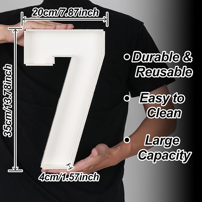 HILAVO Cardboard Number for Charcuterie, 13.7" Cardboard Number 7 Fillable Number for Food Paper Mache Number Boxes for Cupcake Sweet Candy 7th Birthday Anniversary Party Decorations