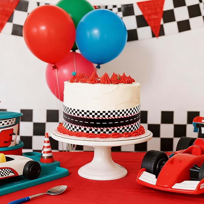 3pcs Racing Theme Edible Cake Borders, Birthday Cake Borders Decor Edible Car Border Strips for Birthday Creative Decorations Supplies for Parties (Racing Track Style)