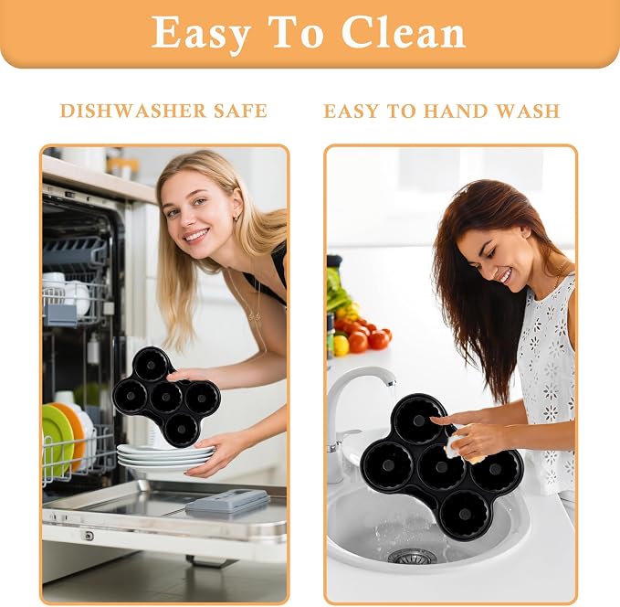2 Pcs Silicone Donut Pan for Baking, Nonstick 5 Cavity Doughnut Baking Pans for Ninja 8QT-10QT Air Fryer, Make Perfect Bagels and Cake Donuts, Black