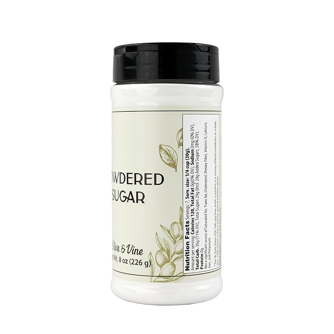Olive & Vine Powdered Sugar, Sweet Flavor, For Baking & Desserts, Rich Tradition, Authentic Taste, For Global Recipes (8 Ounce)