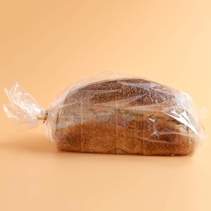 Bread Poly Bags,100 Pieces 15x3x6 Inches Bread Loaf Packing Bags with 100 Twist Ties,Clear Thick Gusseted Grocery Bakery Bag (Medium-6x3x15)