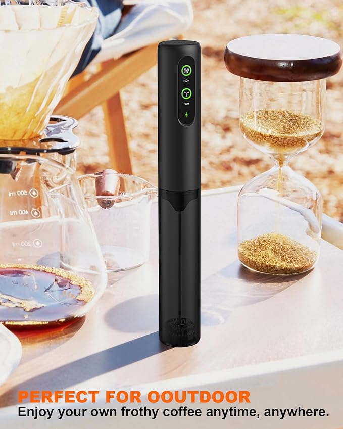 2-Speed Rechargeable Milk Frother Handheld with Cover, Dual Coil Whisk Coffee Frother Handheld - Portable Hand Frother Wand for Coffee Matcha Cappuccino & Hot Chocolate, Kitchen Gift