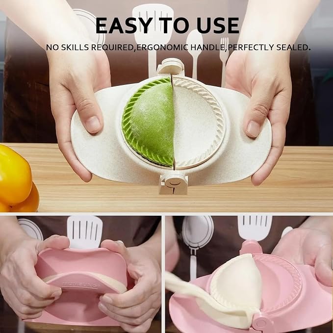 Dumpling Maker Set with Dough Cutter and Empanada Press Mold - Effortlessly Make Perfect Dumplings, Calzones, Pierogi, Pastelitos and More (4" + 3" + 2.6")