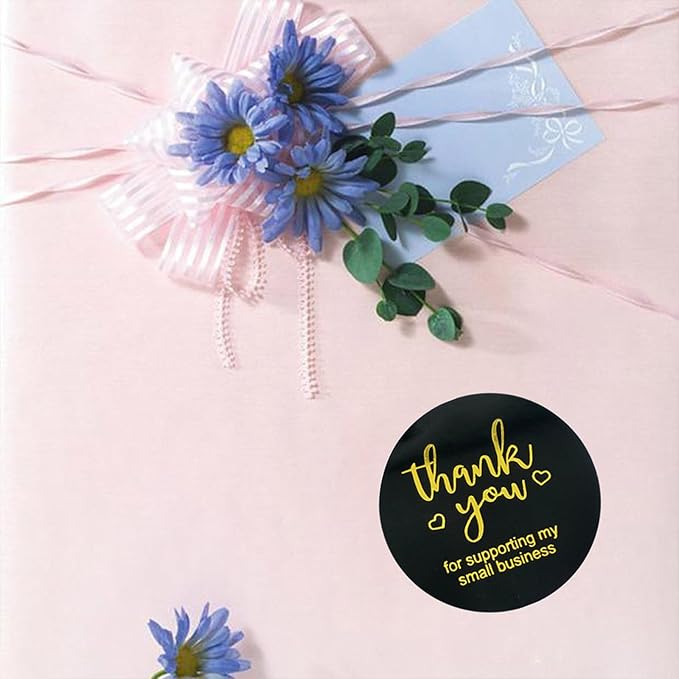 Thank You Stickers Rolls 1.5 Inch - 1000 Pcs Personalized Thank You for Supporting My Small Business Stickers Labels for Baking Envelope Seals Custom Sticker Tags for Wedding Birthday Party Gift Wrap