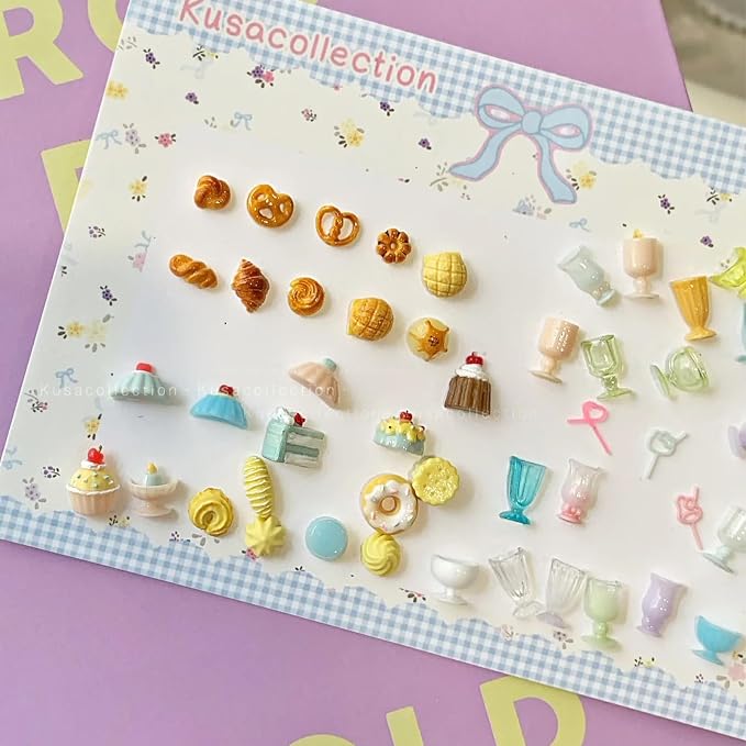 2Pcs 3D Nail Art Silicone Molds, Cute Food Dessert Charms, Kawaii Ice Cream Cupcake Donut for UV Gel Acrylic DIY Craft