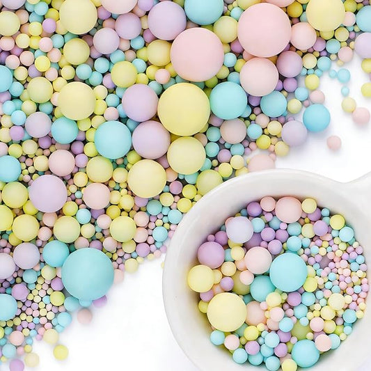 Pastel Pearl Sprinkles for Cake Decorating, 6 Sizes Mix 4.6 oz Edible Pearl Sugar Easter Sprinkles for Ice Cream Baking Cupcake Cookie Dessert