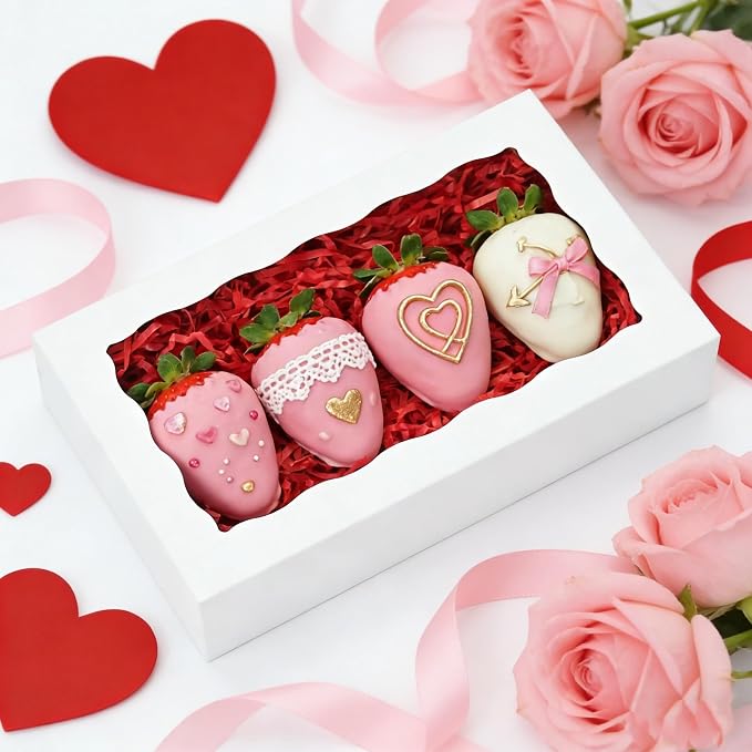XINHPKGG 20 Pcs Cookie Boxes 7" x 4 3/8" x 1 1/2" Inch Bakery Boxes with Window Treat Box Dessert Box for Wedding Party Mother's Day - White