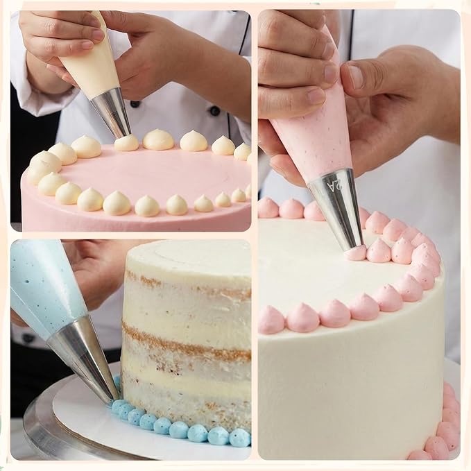 TIESOME 5PCS Large Round Hole Piping Tips for Cake Decorating, Professional Stainless Steel Cupcake Frosting Nozzles Tool Pastry Icing Dispensers for Cake Cookies Pastry Fondant Cream Bag Filler