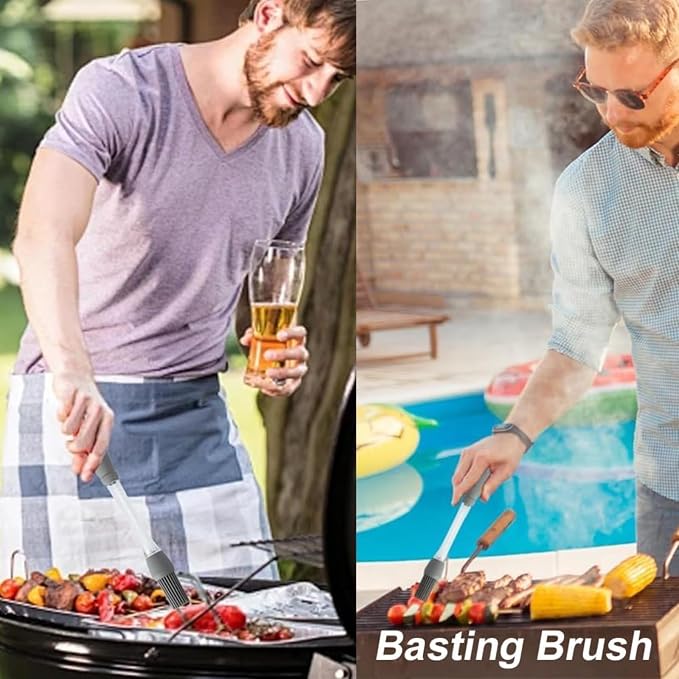 Silicone Basting Brush, Heat Resistant Pastry Oil Brush, Food Grade Cooking Brush for Spreading Oil Butter Sauce, Ideal for Baking BBQ Grilling, Kitchen Gadgets for Home and Outdoor Use (4pcs)