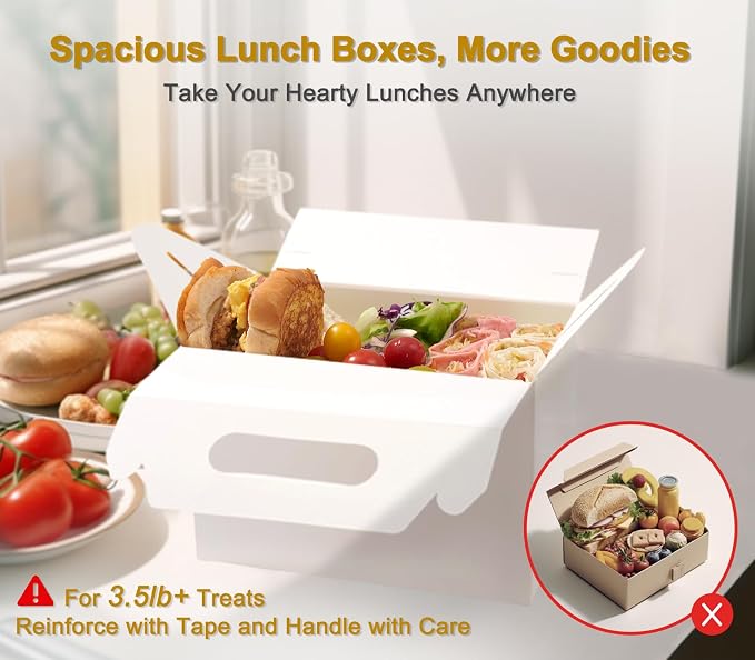 Happyhiram 40-Pack Large Gable Boxes White - 9x6x6 Inch Sturdy Welcome Gift Boxes for Party Favors, Box Lunches, Cookies, and Birthday Wedding, Easy to Assemble with Handles