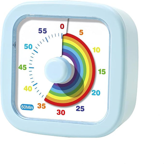 Kids Visual Timer Cute Rainbow - 60 Minute Countdown Timer Time Management for Kids and Adults, Timer for Cooking Classroom Meeting (Blue)