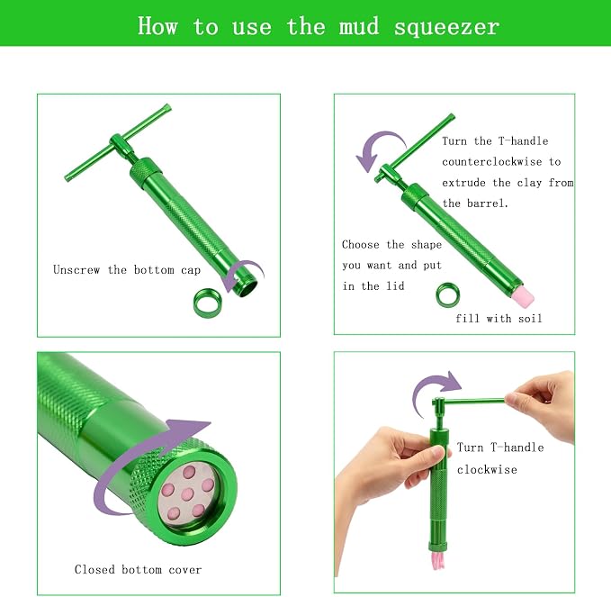 Stainless Steel Clay Extruder Sugar Paste Extruder Cake Fondant Decorating Tool Set Ceramics & Pottery Clay Extruders Mixers & Presses (Green)