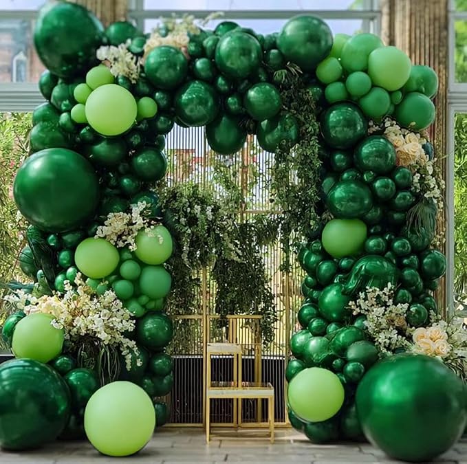 Dark Green Balloon Garland Double Stuffed Emerald Green Balloons Different Size Forest Hunter Balloon Arch Kit for Birthday Graduation Jungle Wedding Bridal Shower Party Decor