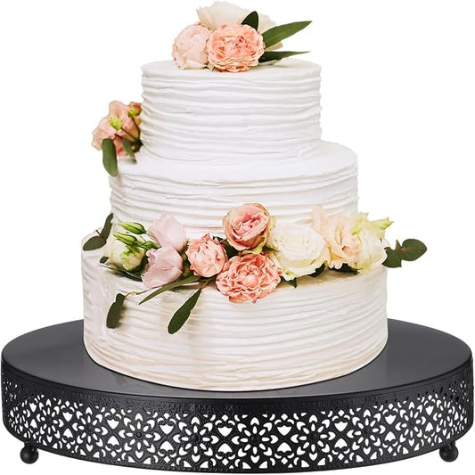 Wenqik Cake Stand 14 Inch Round Metal Cupcake Dessert Wedding Cake Stand Cookies Display Holder Fruit Serving Tray for Table Wedding Birthday Anniversary Party(Black)